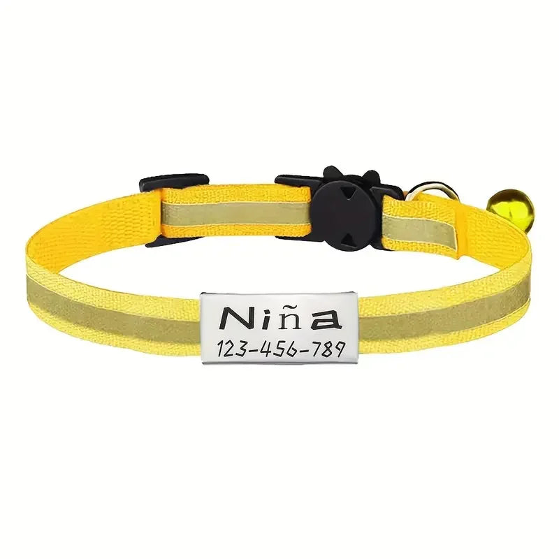 SafeTag™ - Personalized Reflective Cat Safety Collar with Engraving