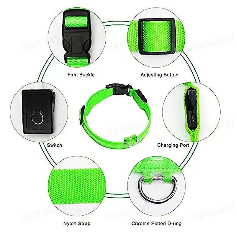 GlowGuard™ 3-Mode USB Rechargeable Luminous Dog & Cat Collar