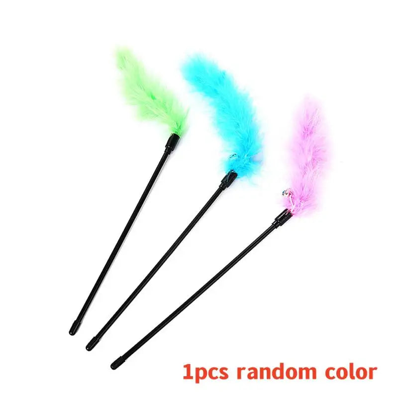 CheekyCat™ – Colourful Feather Wand with Bell & Suction Base