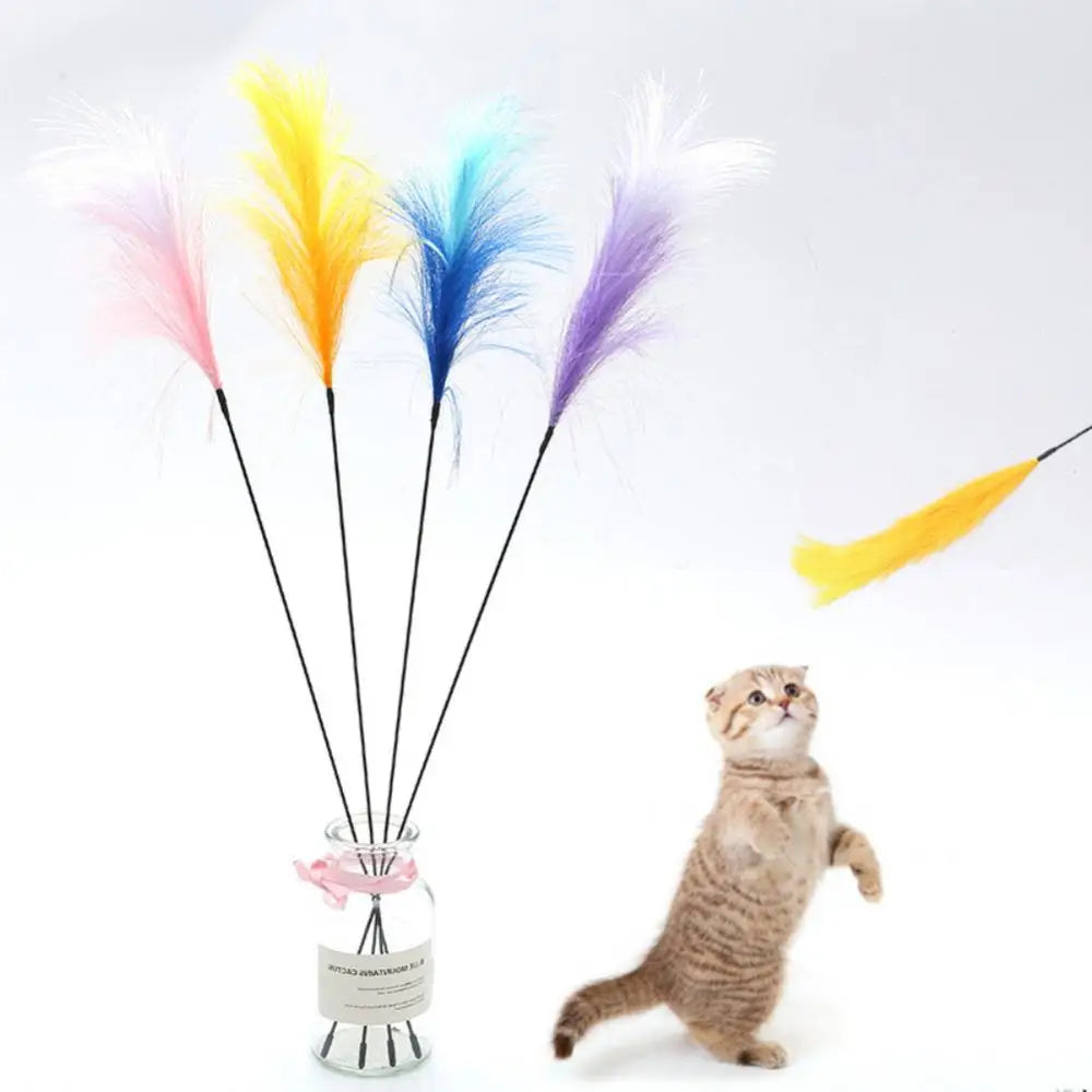 CheekyCat™ – Colourful Feather Wand with Bell & Suction Base