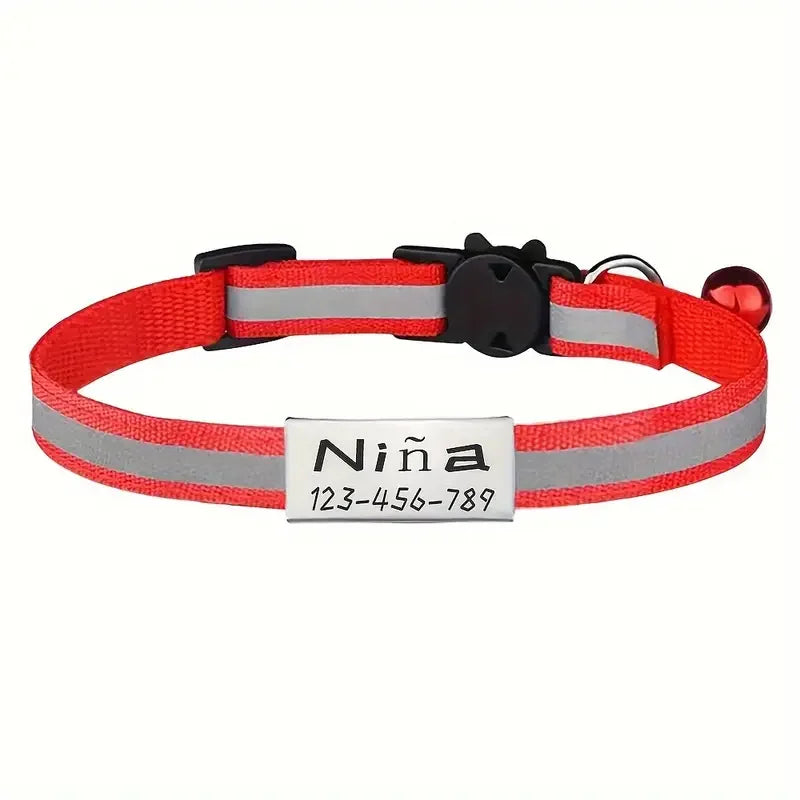 SafeTag™ - Personalized Reflective Cat Safety Collar with Engraving