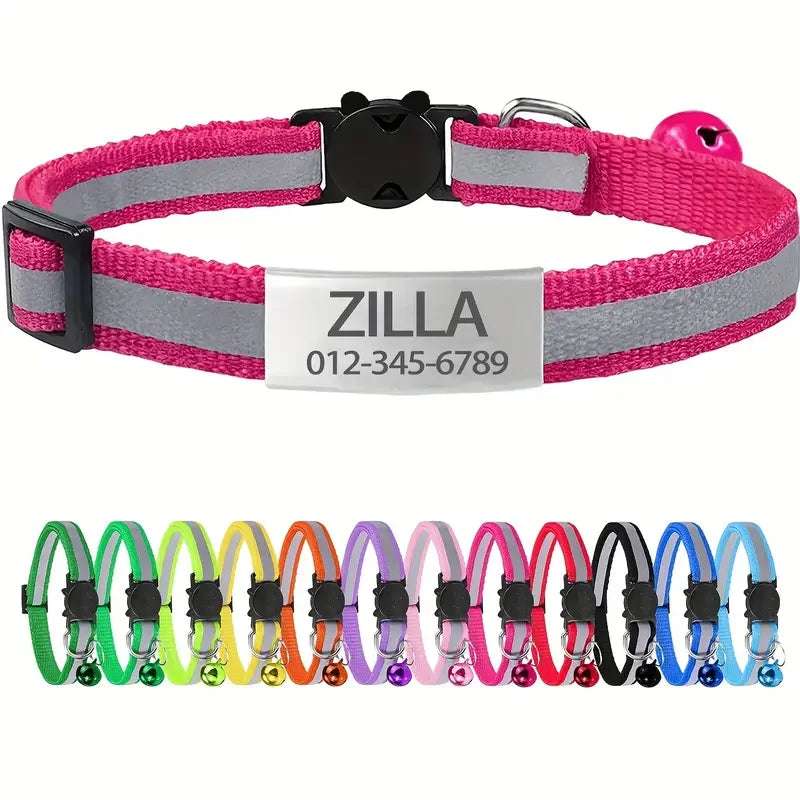SafeTag™ - Personalized Reflective Cat Safety Collar with Engraving