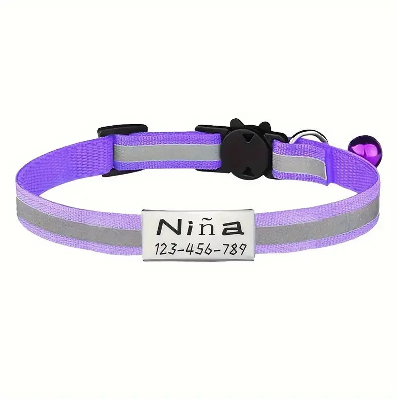 SafeTag™ - Personalized Reflective Cat Safety Collar with Engraving