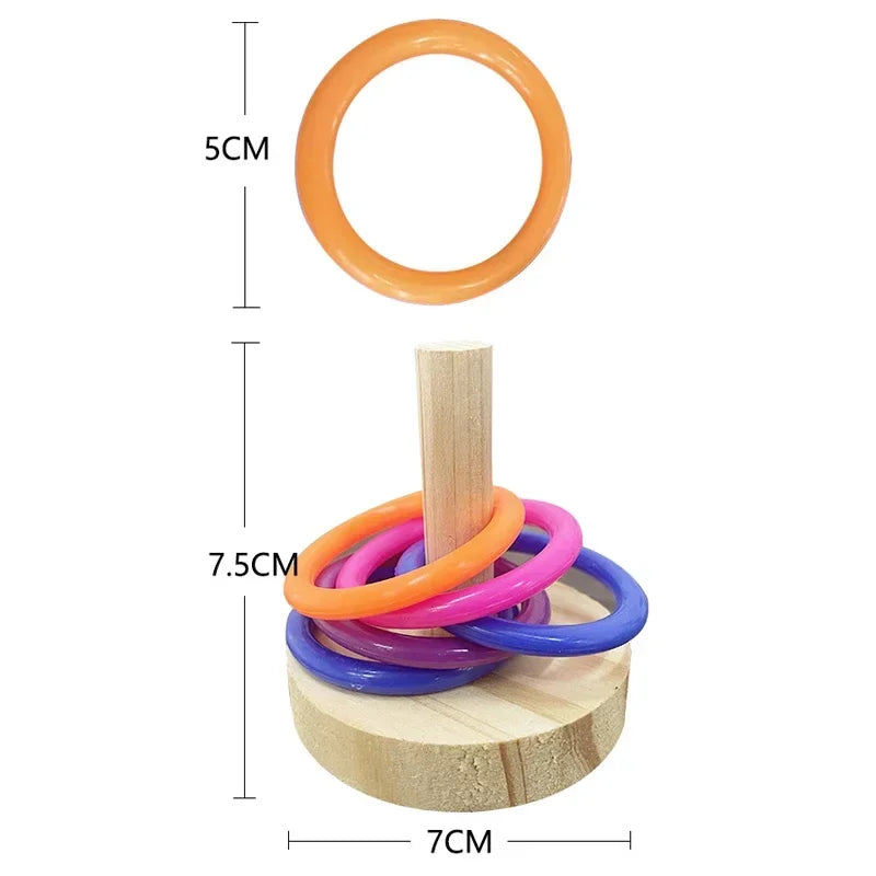SpinPlay™ Wooden Interactive Parrot Ring Toy — Educational & Stimulating Fun for Parrots, Parakeets