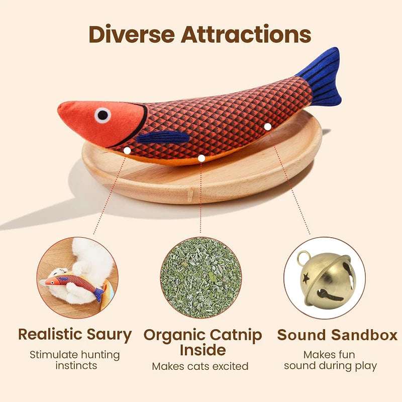 Cat Toy Catnip 3D Simulation Fish Goldfish Kitten Toys Pillowfish Interactive Sounding Cat Chew Bite Plush Toys Cat Supplies
