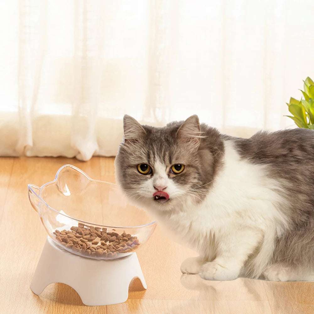 Transparent Cat Bowl For Cats Dogs Feeders Non-slip With Stand Base Pet Food and Water Bowls Pet Supplies
