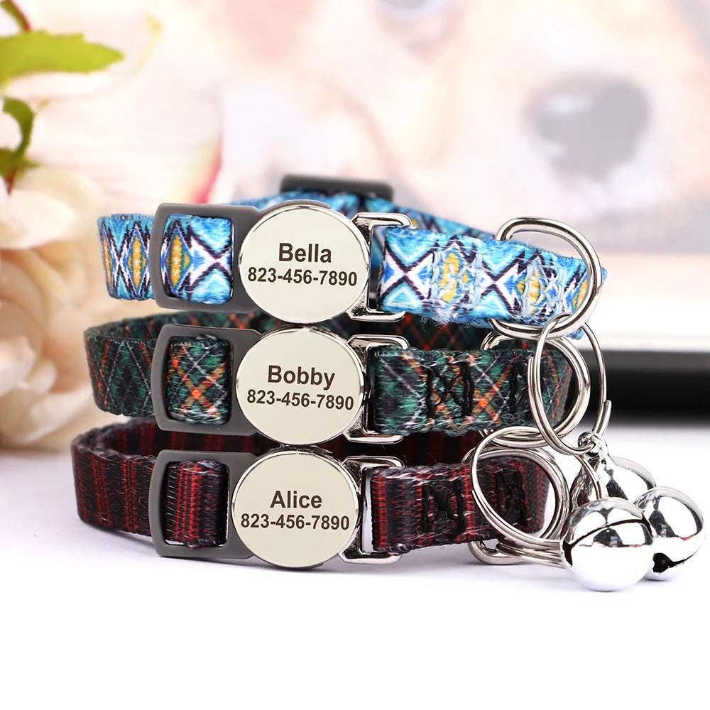 SafePaw™ - Personalized Printed Cat Collar with Free Engraved ID Tag & Bell