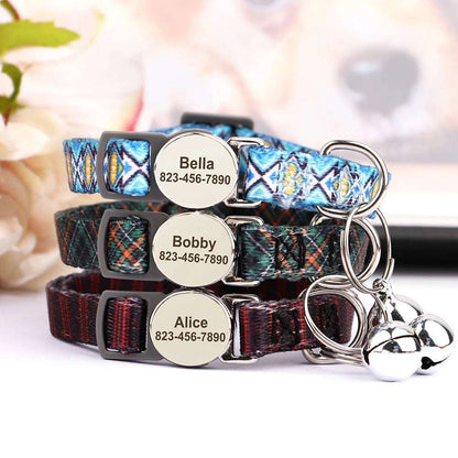 SafePaw™ - Personalized Printed Cat Collar with Free Engraved ID Tag & Bell