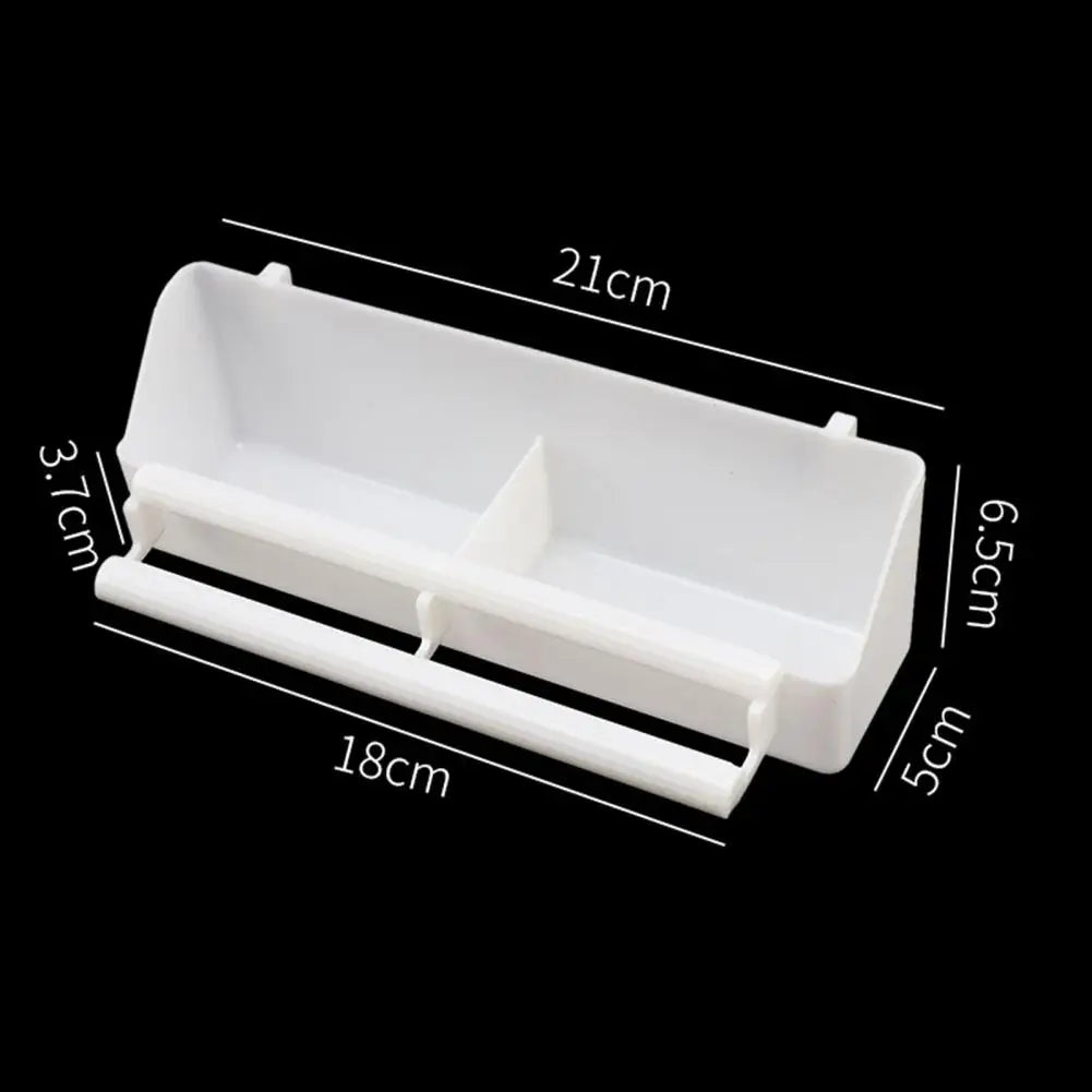 Bird Trough Pet Water Food Dispenser with Perch Stick 2 Compartments Feeding Dish Parrot Feeder Pet Hanging Feeding Container