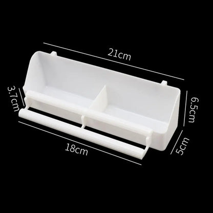 Bird Trough Pet Water Food Dispenser with Perch Stick 2 Compartments Feeding Dish Parrot Feeder Pet Hanging Feeding Container