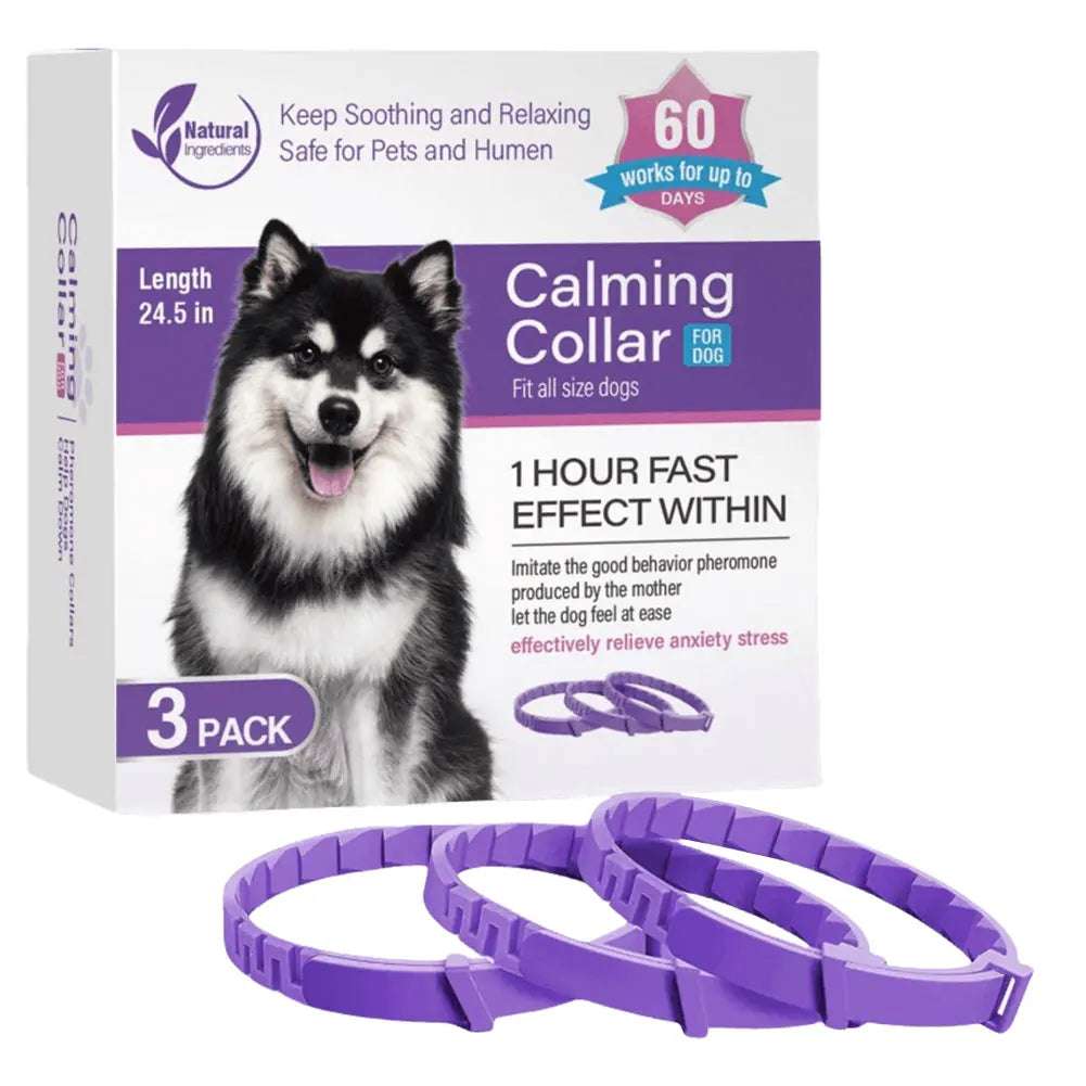 CalmPaws™ - 3/4 Pack Adjustable Calming Pheromone Collars for Dogs & Cats