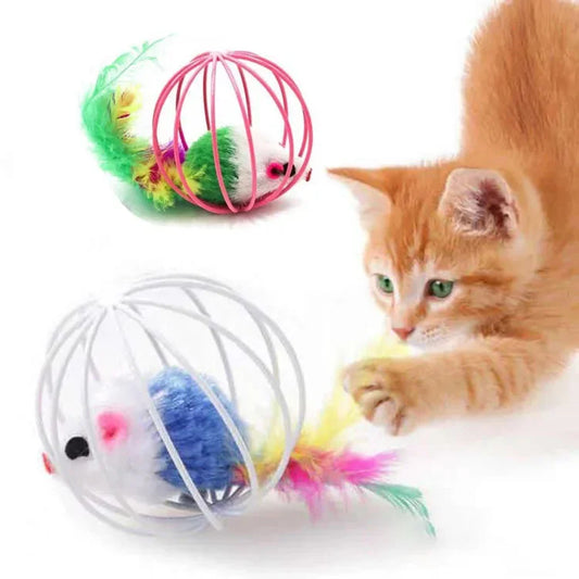 1pc Cat Toys Interactive Mouse Cage Toys Plastic Artificial Colorful Cat Teaser Toy Cat Accessories Kitten Toy Pet Supplies