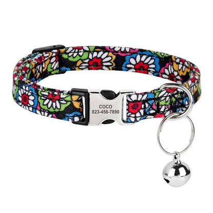 SafePaw™ - Personalized Printed Cat Collar with Free Engraved ID Tag & Bell