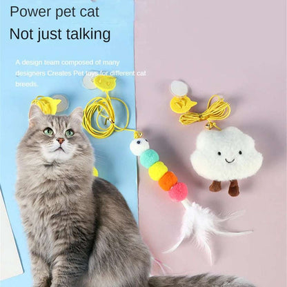 CheekyCat™ – Colourful Feather Wand with Bell & Suction Base