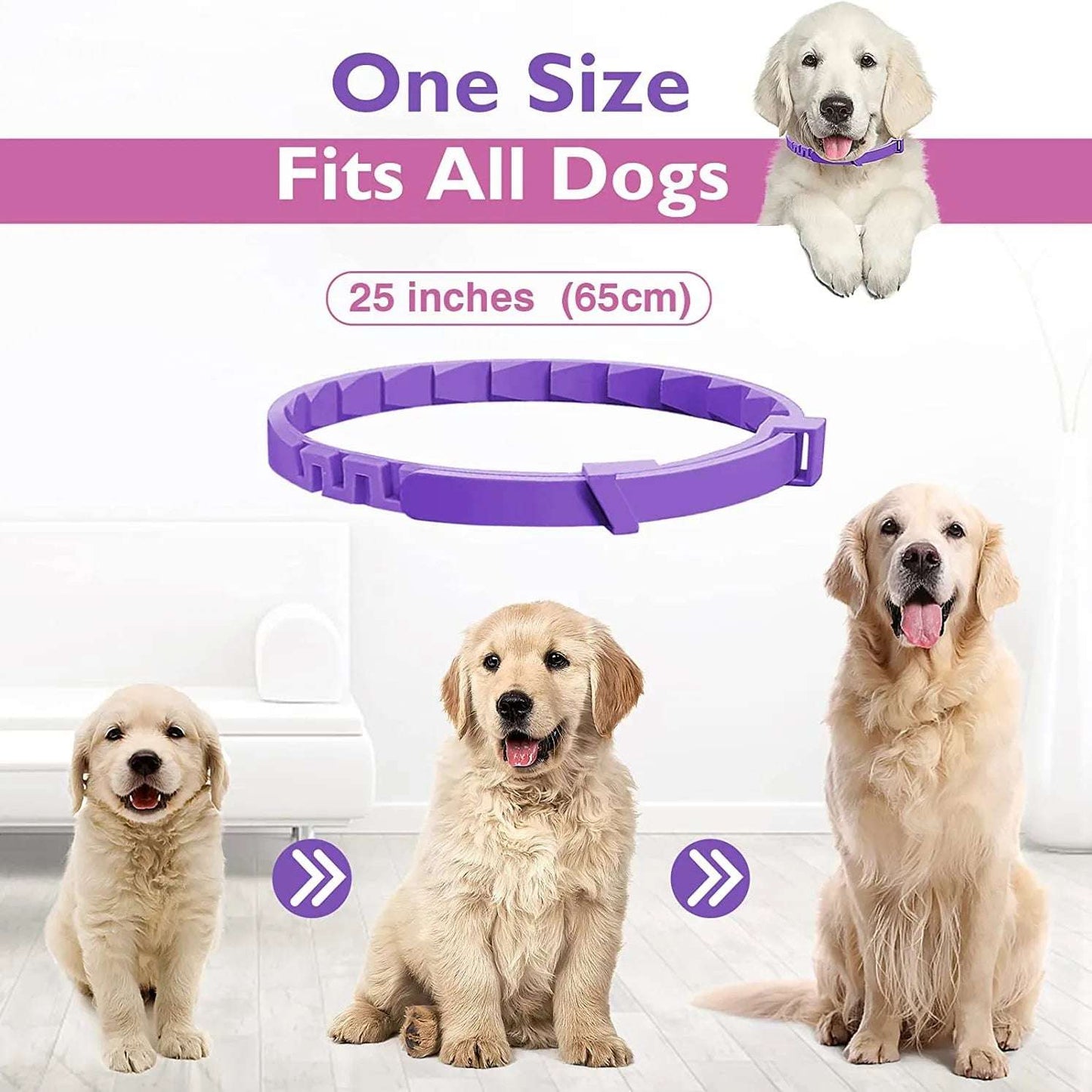 Dog Cat Flea and Tick Calming Pheromones Collar 3 Packs Lasts 60 Days Adjustable Comfortable Collar for Small Medium Large Dogs