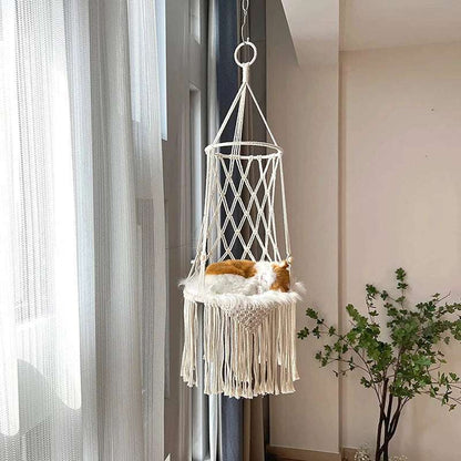 Large Macrame Cat Hammock Macrame Hanging Swing Cat Dog Bed Basket Home Pet Cat Accessories Dog Cat'S House Puppy Bed Gift