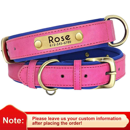 PawID™ - Personalized PU Leather Dog Collar with Soft Padding & Custom Pet ID