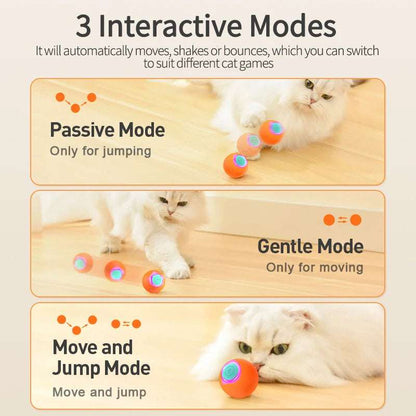 ROJECO Cat Toys Smart Interactive Cat Bouncing Ball Automatic Rolling Ball Training Self-moving Electric Toy Dog Pet Accessories