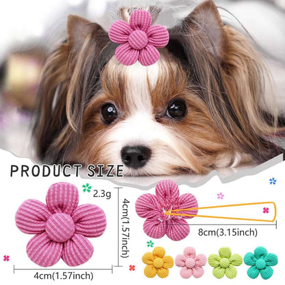 10PCS Spring Dog Bows For Puppy Cat Flower Bowknot Rubber Bands for Dogs Fashion Dog Hair Accessories Dog Grooming Accesories