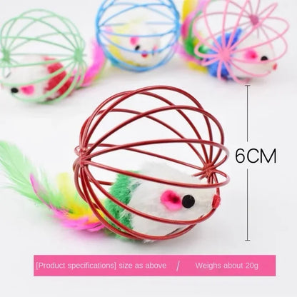 1pc Cat Toys Interactive Mouse Cage Toys Plastic Artificial Colorful Cat Teaser Toy Cat Accessories Kitten Toy Pet Supplies