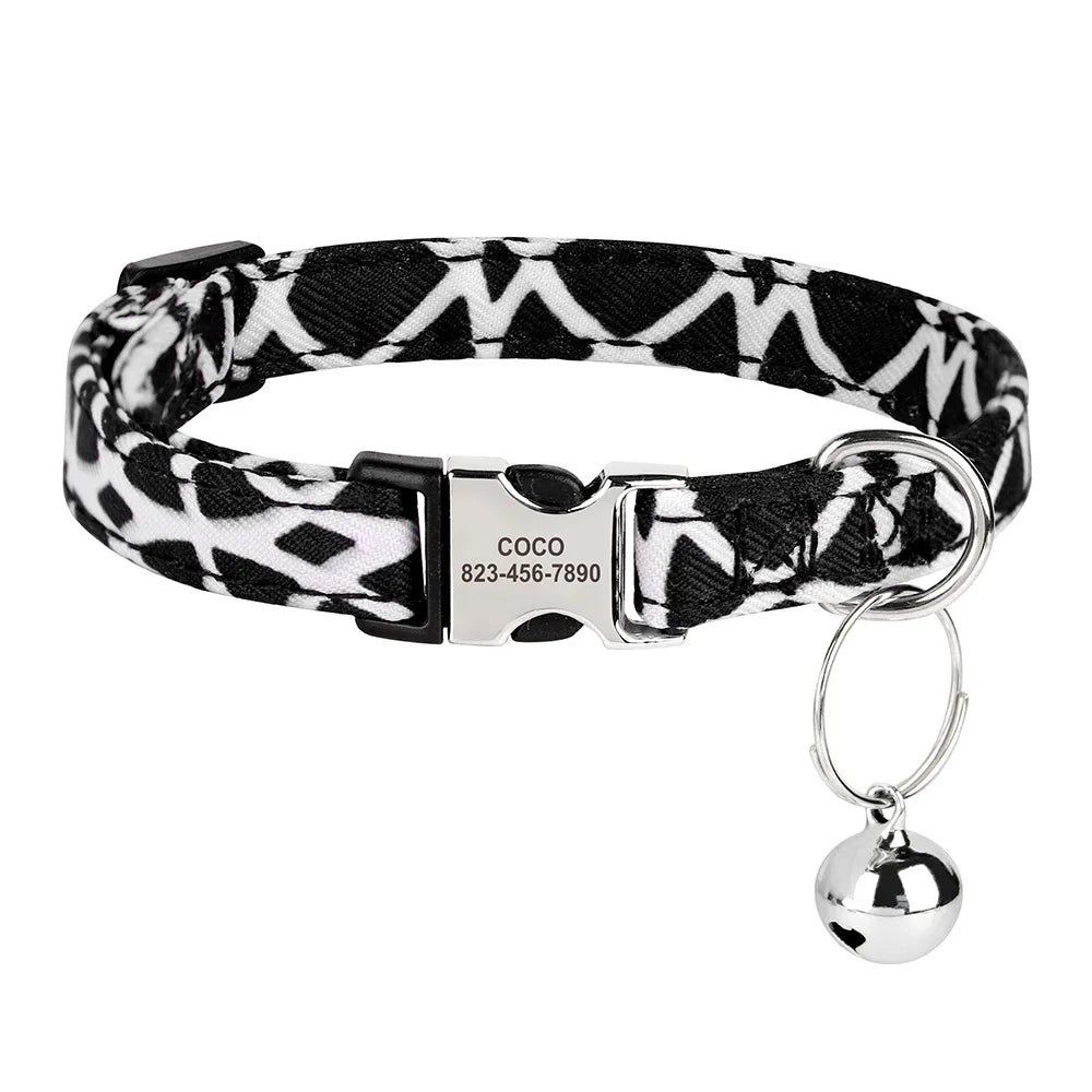 SafePaw™ - Personalized Printed Cat Collar with Free Engraved ID Tag & Bell