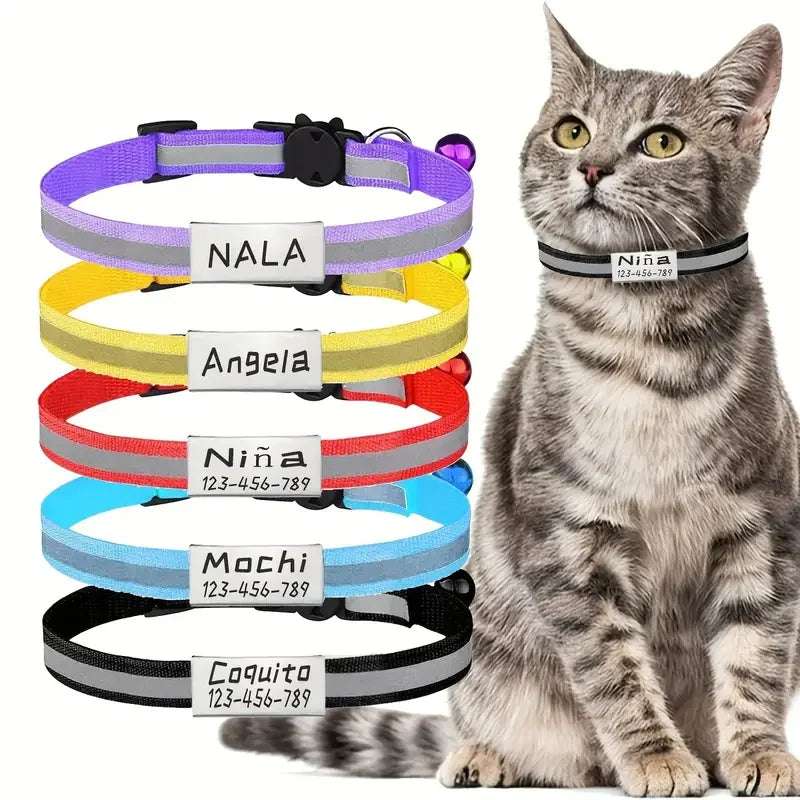 SafeTag™ - Personalized Reflective Cat Safety Collar with Engraving