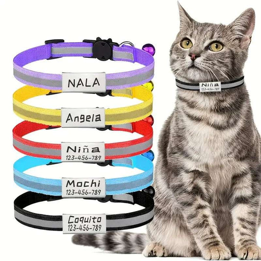 SafeTag™ - Personalized Reflective Cat Safety Collar with Engraving