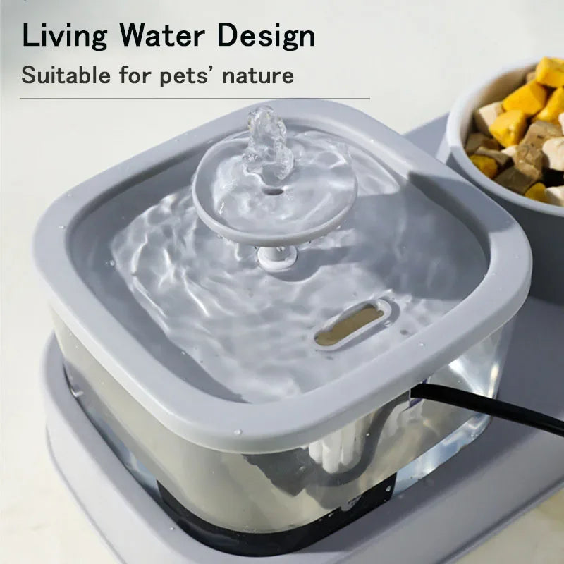 2-in-1 Cat water dispenser food Bowl automatic circulation flow drinking water eat food smart Dog Cat water feeder pet supplies