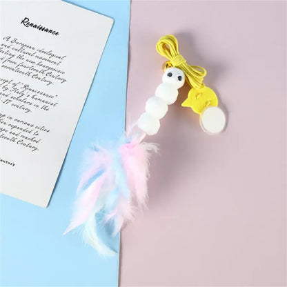 CheekyCat™ – Colourful Feather Wand with Bell & Suction Base