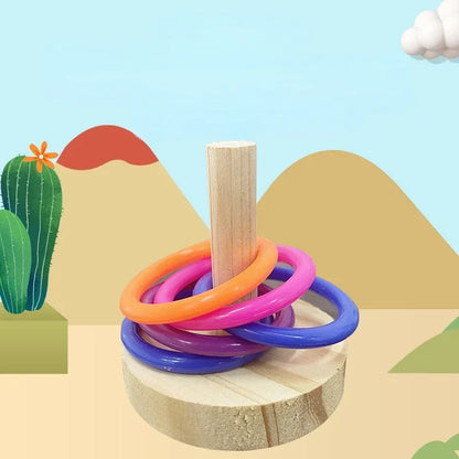 SpinPlay™ Wooden Interactive Parrot Ring Toy — Educational & Stimulating Fun for Parrots, Parakeets