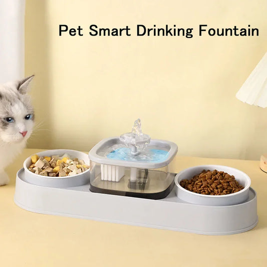 2-in-1 Cat water dispenser food Bowl automatic circulation flow drinking water eat food smart Dog Cat water feeder pet supplies