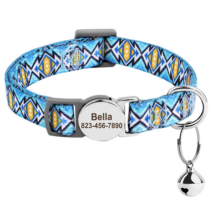 SafePaw™ - Personalized Printed Cat Collar with Free Engraved ID Tag & Bell