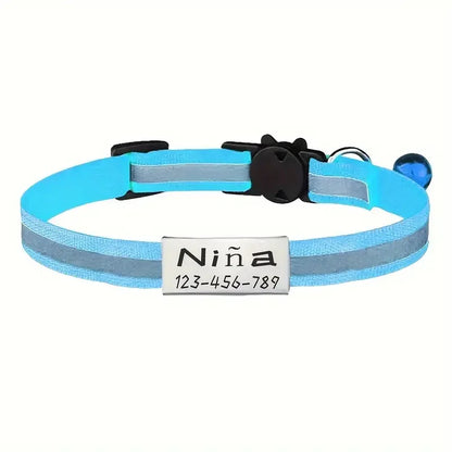 SafeTag™ - Personalized Reflective Cat Safety Collar with Engraving