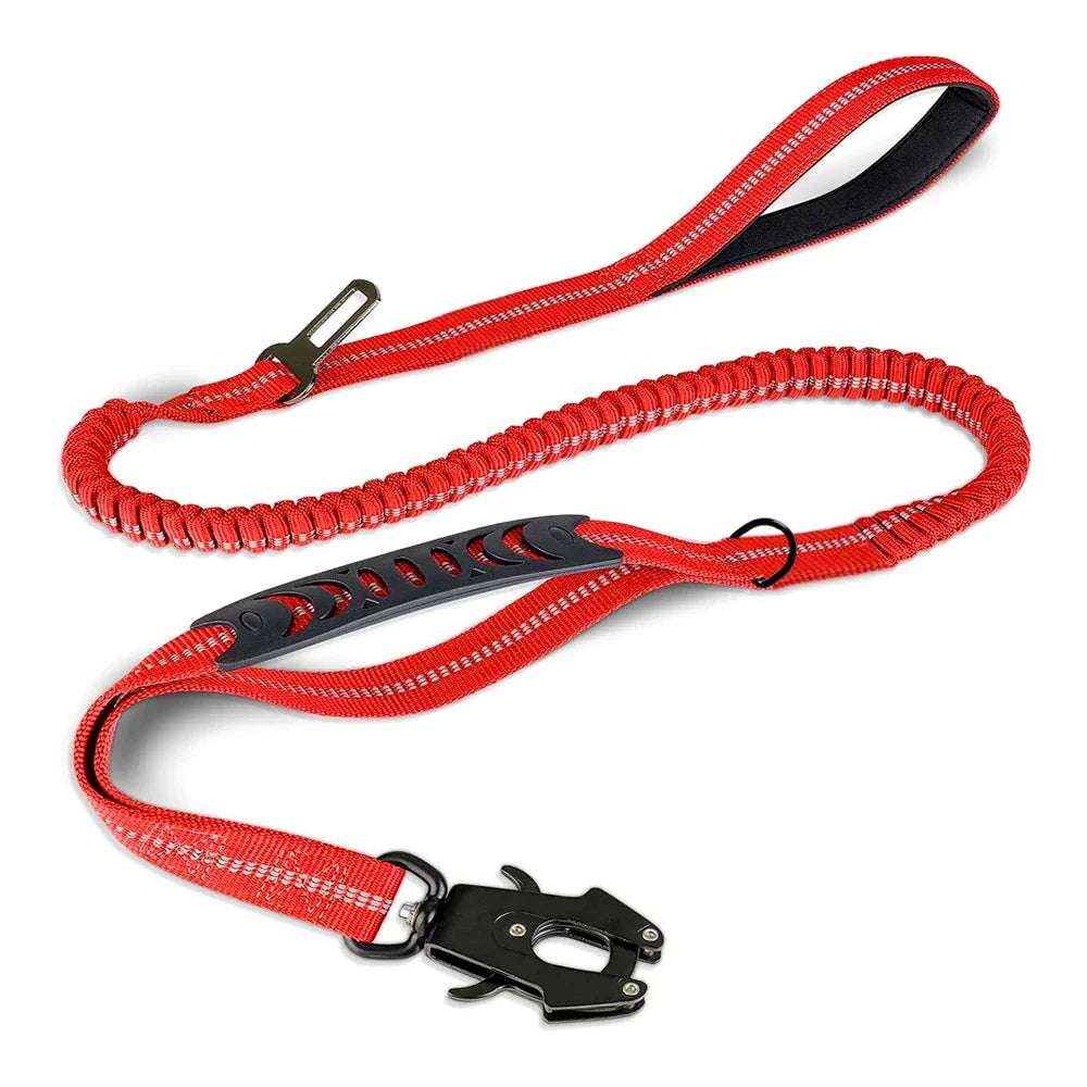 ToughTrek™ Reflective Shock-Absorbing Tactical Dog Leash with Car Seatbelt