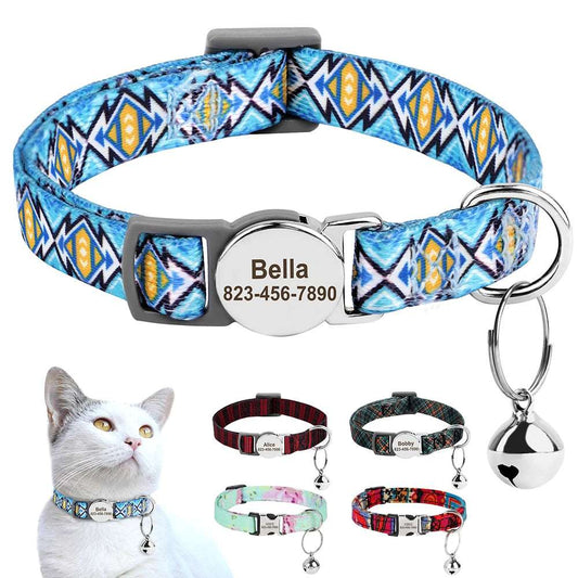 SafePaw™ - Personalized Printed Cat Collar with Free Engraved ID Tag & Bell