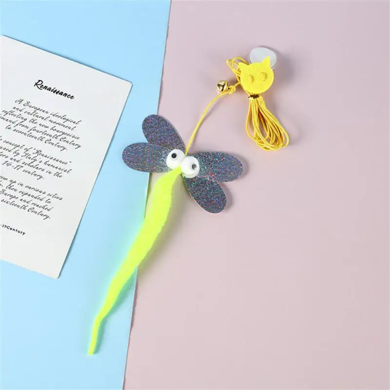 CheekyCat™ – Colourful Feather Wand with Bell & Suction Base