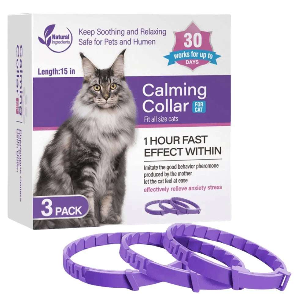 CalmPaws™ - 3/4 Pack Adjustable Calming Pheromone Collars for Dogs & Cats