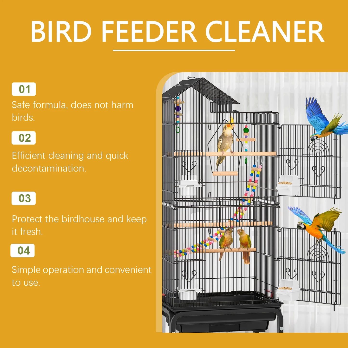 Bird Feeder Cleaner Spray - Gentle Cleaning Solution For Feeders, Houses & Baths, Safe & Effective Deodorizing Formula