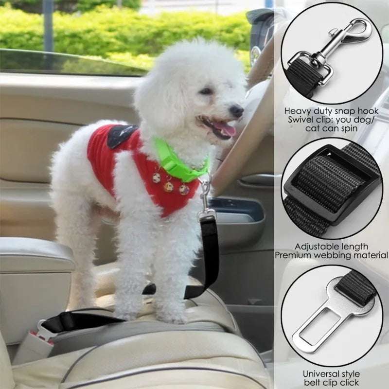 Adjustable Pet Cat Dog Car Seat Belt Pet Seat Vehicle Dog Harness Lead Clip Safety Lever Traction Dog Collars Dogs Accessoires
