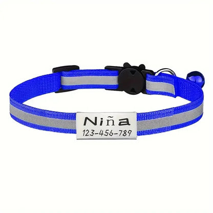 SafeTag™ - Personalized Reflective Cat Safety Collar with Engraving