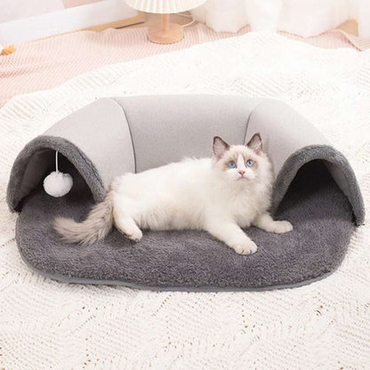 Cat Bed Tunnel Toys Movable Cat Mat Indoor Puppy Tunnel Interactive Toys Self-Warming Sleeping Cave Kitten Cushion Cat Supplies