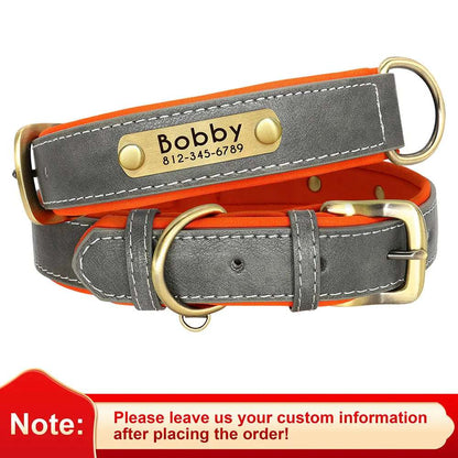 PawID™ - Personalized PU Leather Dog Collar with Soft Padding & Custom Pet ID
