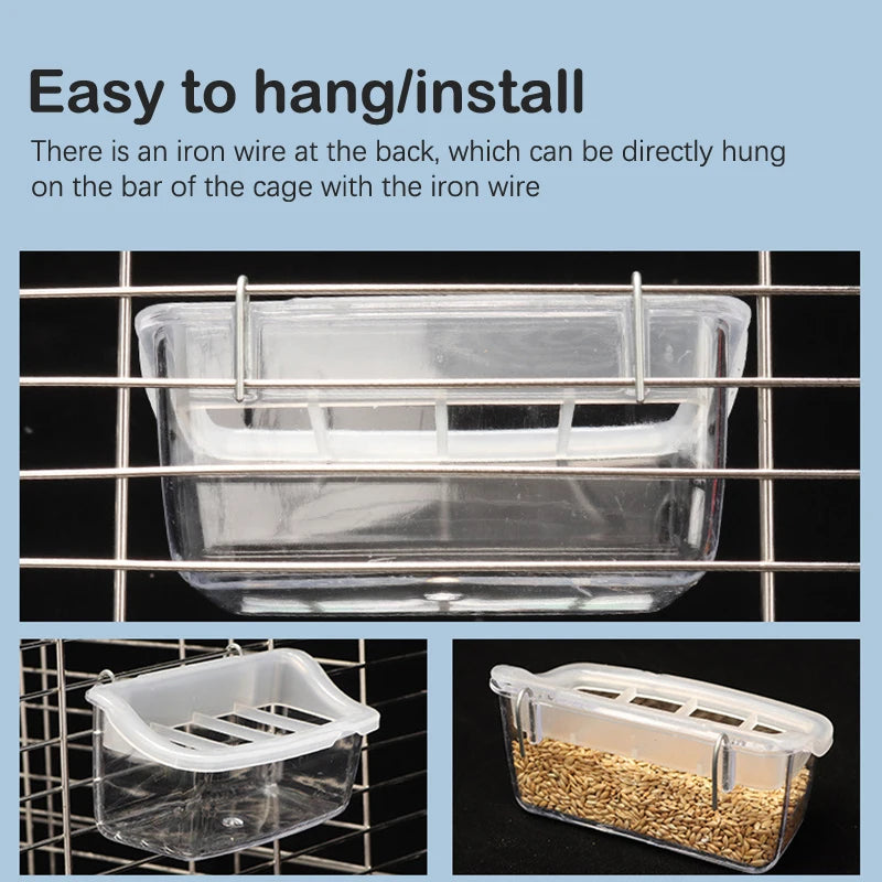 1PC Parrot Feeder Drinker Bird Supplies Bird Cage Parrot Birds Water Hanging Bowl Feeder Box Pet Cage Plastic Food Container