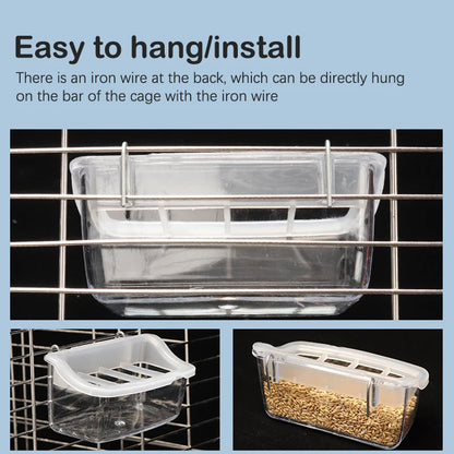 1PC Parrot Feeder Drinker Bird Supplies Bird Cage Parrot Birds Water Hanging Bowl Feeder Box Pet Cage Plastic Food Container