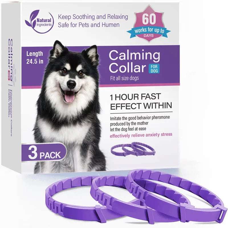Dog Cat Flea and Tick Calming Pheromones Collar 3 Packs Lasts 60 Days Adjustable Comfortable Collar for Small Medium Large Dogs