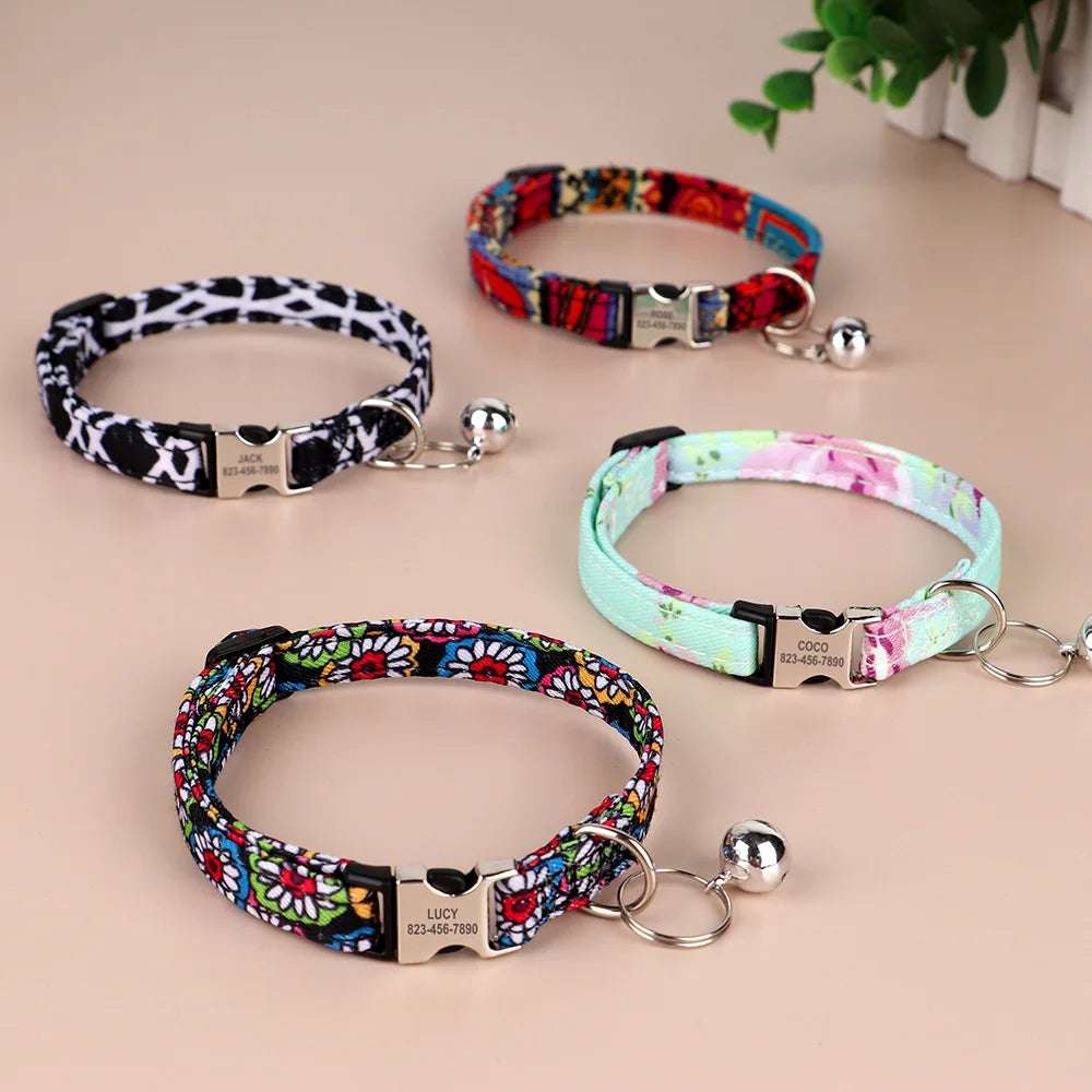 SafePaw™ - Personalized Printed Cat Collar with Free Engraved ID Tag & Bell