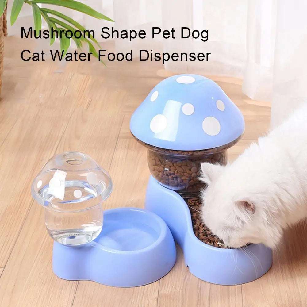 1 Set Cat Food Bowl Automatic Feeders and Water Dispenser Mushroom Shape Pet Dog Cat Water Food Container Pet Supplies