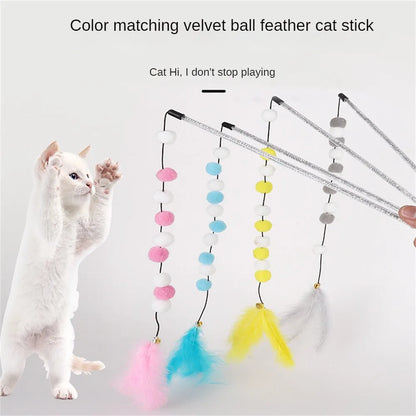 CheekyCat™ – Colourful Feather Wand with Bell & Suction Base