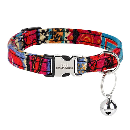 SafePaw™ - Personalized Printed Cat Collar with Free Engraved ID Tag & Bell