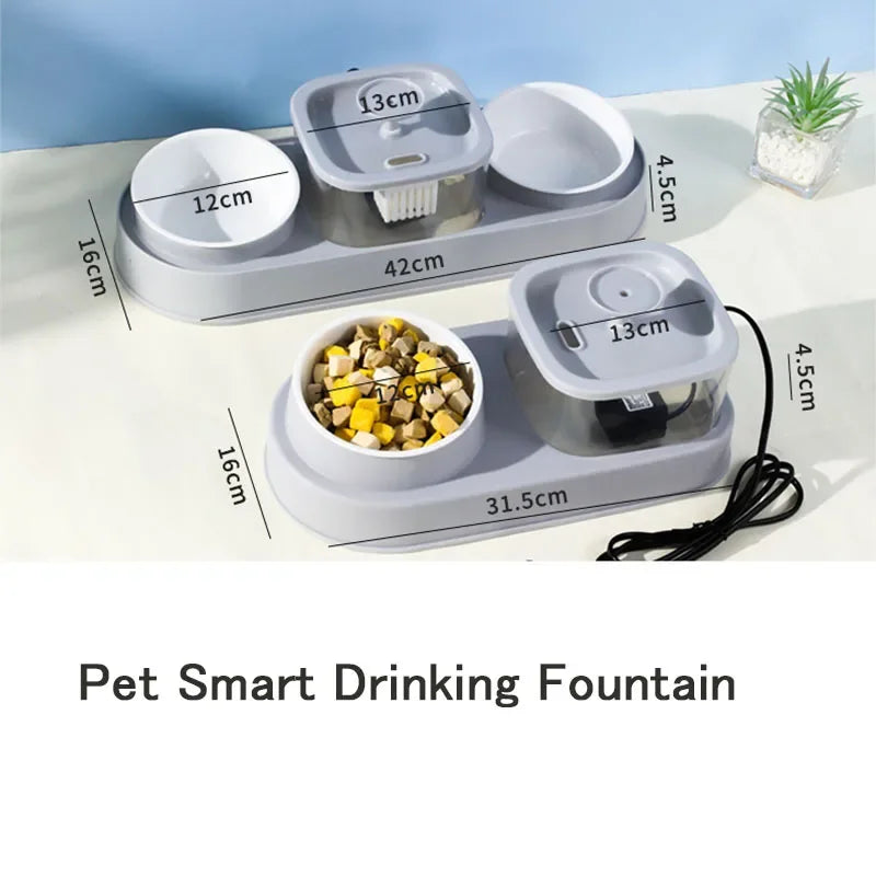 2-in-1 Cat water dispenser food Bowl automatic circulation flow drinking water eat food smart Dog Cat water feeder pet supplies